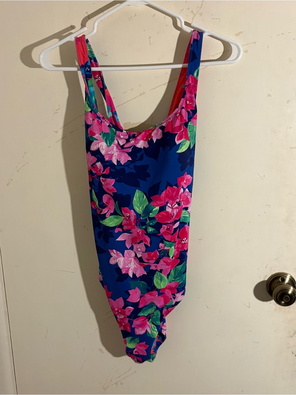 Tommy Bahama Navy One-Piece Swimsuit with Pink Floral Print & Lace Up Back